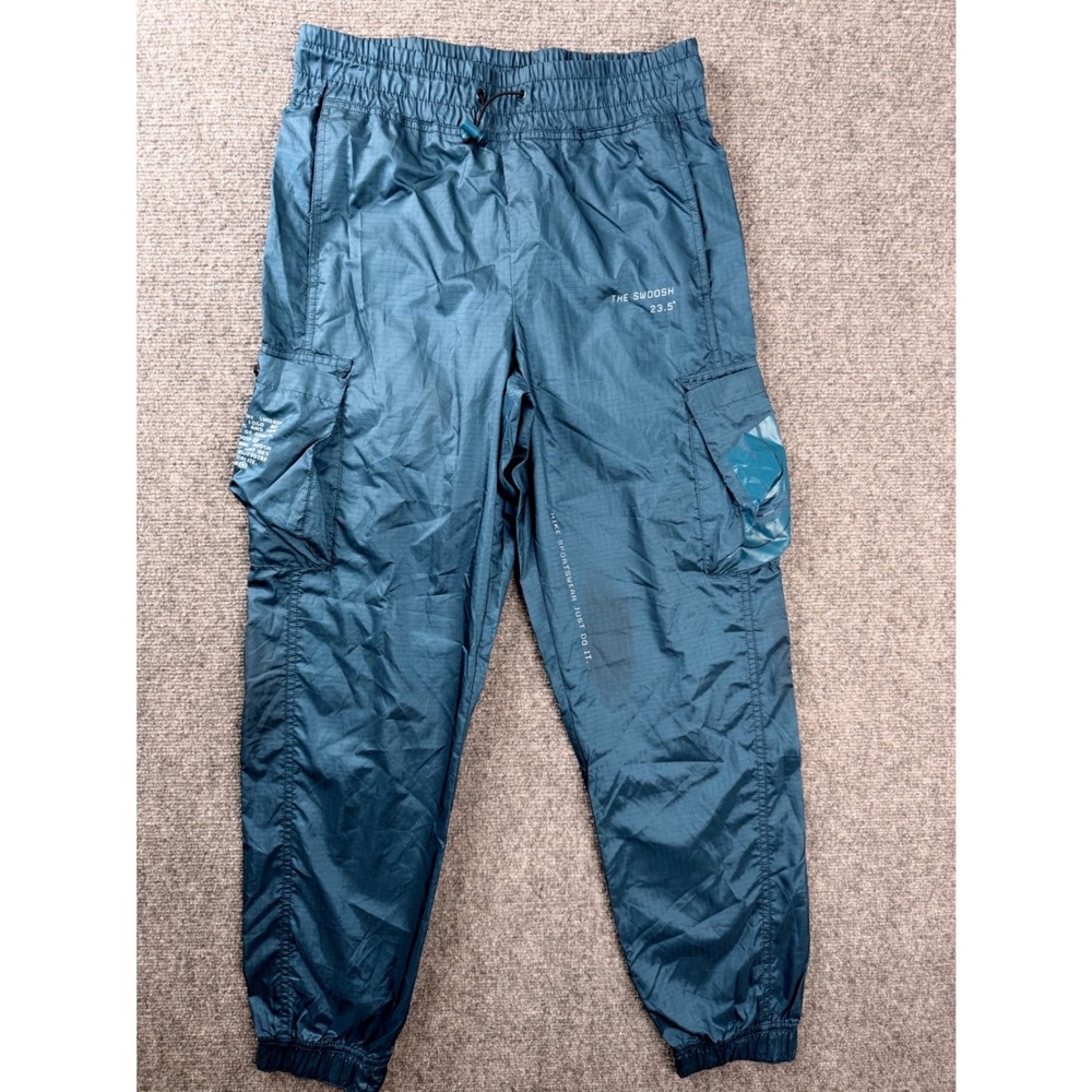 Nike Mens XS Teal Blue Ripstop Cargo Joggers The Swoosh 23.5 Streetwear Pants